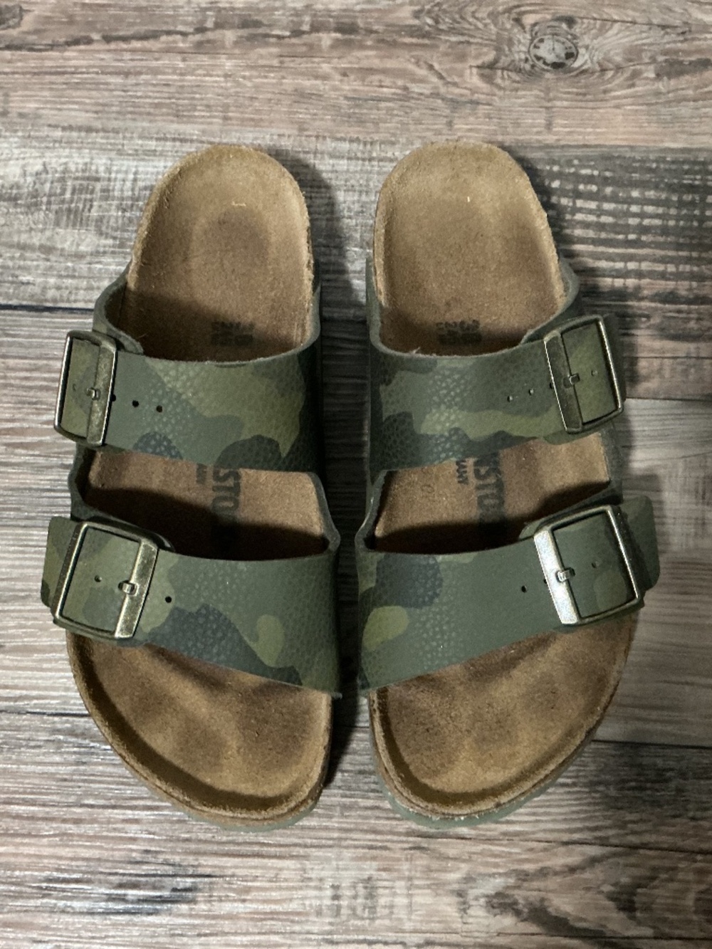 Birkenstock Arizona Camo Green Two-Strap Sandals
